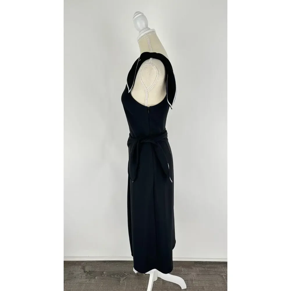 Diane Von Furstenberg One Shoulder Knot Scarf Faux Wrap Dress Womens 2 Black